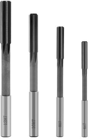 Juego de escariadores HSS, escariadores de mano de vástago recto, escariador de máquina HSS de vástago recto, juego de herramientas de fresado de vástago recto, 4 piezas (6-12 mm) H7