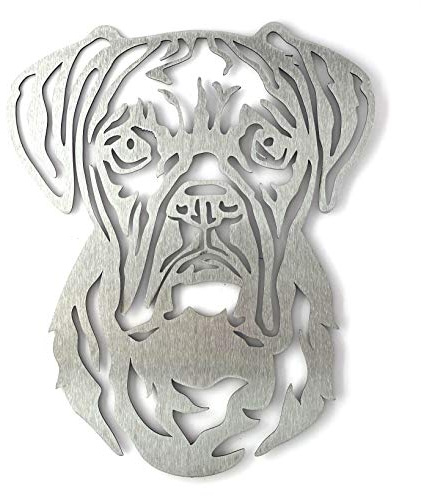 Image Industry Scultura artistica da giardino a forma di cane boxer, ornamento da giardino, in metallo arrugginito, scultura da giardino in metallo (grande, 564 mm x 460 mm)