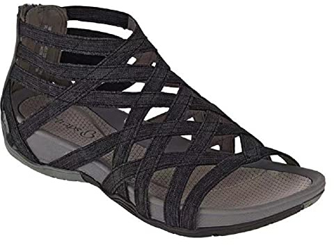 ERLINGO Sandalias de moda para mujer, punta redonda, con cremallera trasera, transpirable, puntera abierta, para exteriores, cómodas, sandalias romanas
