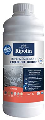 RIPOLIN - Imperméabilisant multi-supports Intérieur & Extérieur - Hydrofugeant multi-usages - Finition Etanche Invisible et Microporeuse à effet perlant. Toiture, Façade, Mur, Sol, Terrasse - 1L