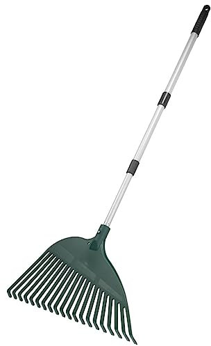 Maximex Flexibler Rechen inkl. Teleskopstiel - Heugabel mit unterschiedlich elastischen Zinken, Polypropylen, 43.5 x 3.5 x 77.5 cm, Moosgrün