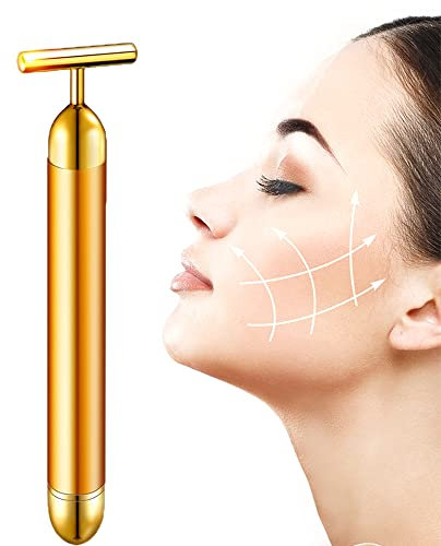 Energy Beauty Bar 24k Masajeador Facial Eléctrico - Masajeador Vibrador Facial para Frente, Cuello, Mejillas, Ojeras (oro)