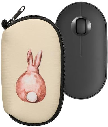 kwmobile Neoprene Case Compatible with Logitech Pebble Mouse 2 M350s / M350 - Case Bag - Rabbit Tail Brown/White/Beige