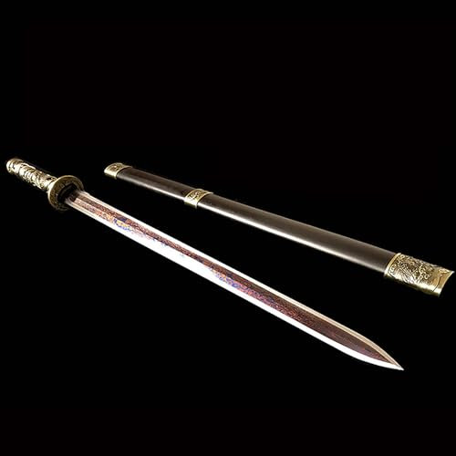 100cm Handarbeit Japanisches Katana,Metallschwert mit Scheide,Musterstahl Echtes Samurai-Schwert,Handgefertigtes Bokken für Cosplay,Display,Dekor,Sammeln,Iaido,Kendo