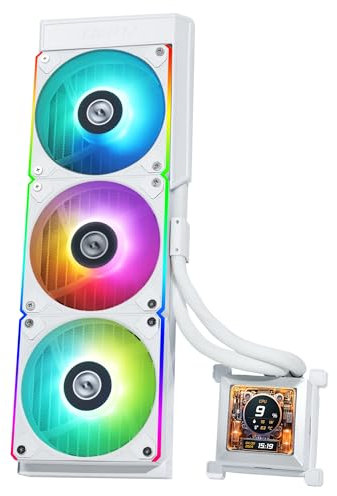 Lian Li Hydroshift 360 AIO - Pre-installed 3 x ARGB Fans - Side-Mounted Coolant Pathway - 2.88” LCD Screen - 480 × 480 Resolution - Captured Screenshots or Recorded Videos - White (HSLCD36RW)