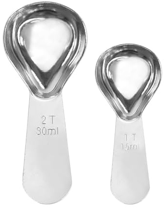 Cucharas de café de acero inoxidable, juego de cucharas medidoras de 30 ml y 15 ml para preparar y hornear con precisión, cucharas medidoras