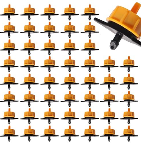 VooGenzek 50 Pièces 2 GPH Goutteurs Compensateurs de Pression, 1/4 Pouce Goutteur D'irrigation en Plastique, Arrosage de Jardin Goutteur à Compensation, pour Gazon de Jardin, 8L