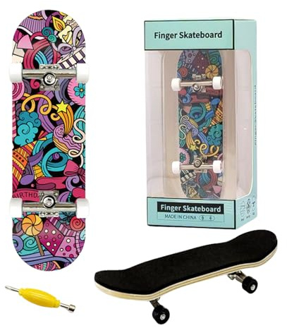 Professional Finger Skateboards, 5 Layered Maple Wood Professional Fingerboard, Mini Finger Boards Skateboards Toys with Screwdriver, Professional Skate Fingers Board for Boys Girls (Style-C)