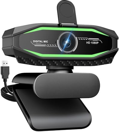XOCLON 1080P Webcam, Full HD Streaming Camera with Microphone, Privacy Cover and RGB Working Status Light, USB Plug-and-Play Computer Camera, for Desktop PC or Laptop