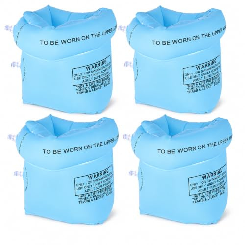 Abaodam 2 Pair Swimming Armbands Inflatable Arm Floaties Kids Adults Pool | Arm Bands Thicker Dual Chamber Water Floaties Smooth Swim Bands PVC for Beginners Learning Swim Summer