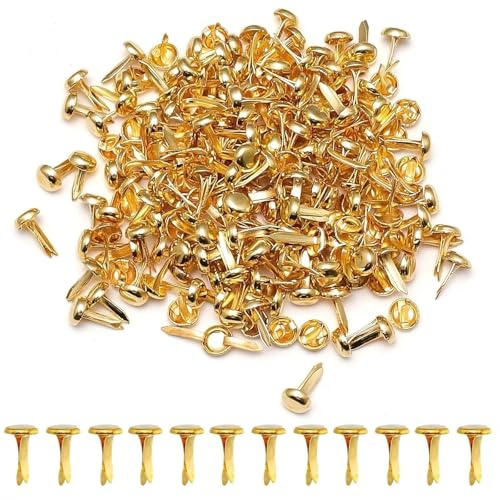 XBAIPIN 200 mollette a testa tonda 4,5 x 8 mm, in metallo, facili da usare, per scrapbooking, biglietti di auguri, foto e artigianato di carta