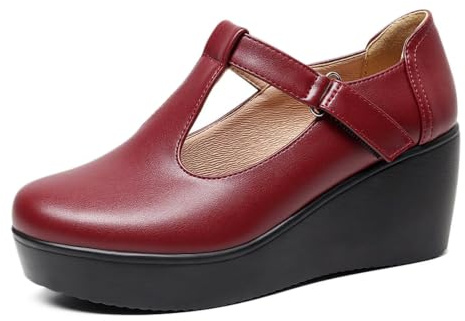 HNVAVQ Zapatos Mary Janes con Cuña Mujer de Plataforma Confort Vintage, de Oficina Casual,6cm