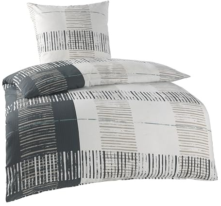 BaSaTex Seersucker Bettwäsche Baumwolle Set 2teilig 135x200 + 80x80 cm Kissenbezug | Öko-Tex Zertifiziert | Bettgarnitur mit Struktur | Design Elias