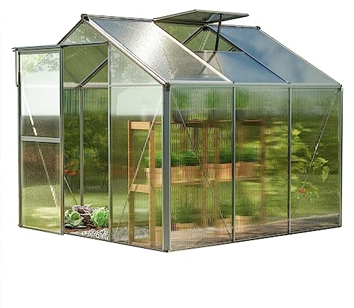 Serra GFP Viola telaio in alluminio 222 x 223 cm, lastre a doppia parete di 6 mm, con apri-finestra automatico