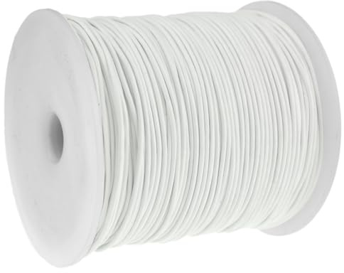 esnado Cordón de cuero redondo - 1 mm, color blanco, 20 metros, piel auténtica, curtido vegetal, ideal para la fabricación de joyas y pulseras, manualidades o decoración, proyectos de bricolaje