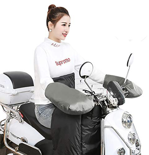 Qchomee Gants de Motocross Imperméables pour Homme et Femme, Protection Thermique, Doublure en Velours Chaud, Gris