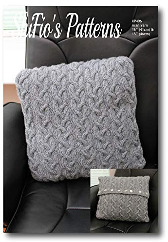Knitting Pattern for Cable Cushion Cover in Aran Yarn - 2 Sizes - 16” (41cm) and 18” (46cm) Square - KP406