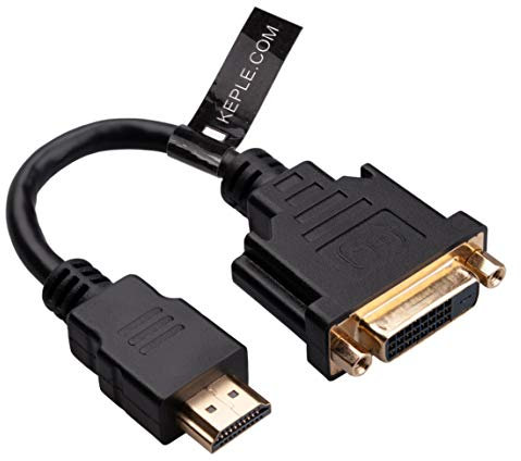 Keple HDMI (M) zu DVI-D (F) Kabeladapter (DVI-D Dual Link 24 + 1) DVI Buchse zu HDMI Stecker Adapter mit vergoldetem Anschluss 1080P Full HD Konverter 15cm