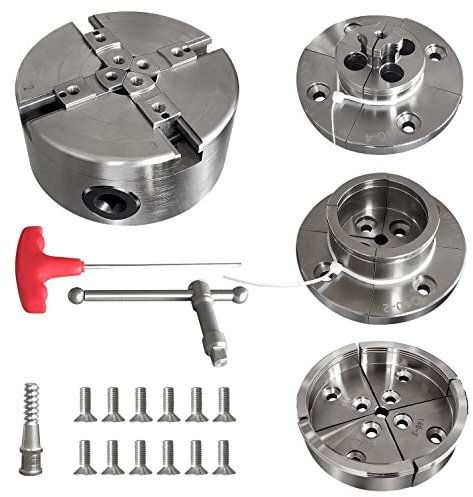 Wood Lathe Chuck Set 1 x 8 tpi， 4 inch 4 jaw self-Centering Woodturning Chuck for Lathe