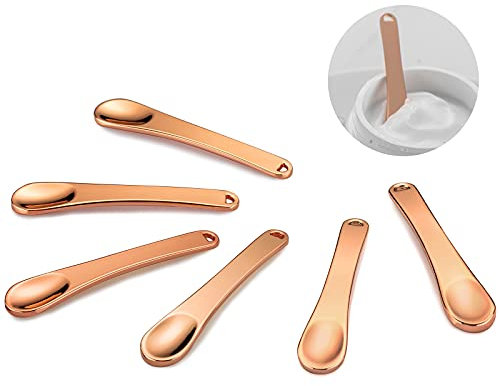 Metal Cosmetic Skincare Spatula, Mini Mask facial Reusable Scoop, Makeup Beauty Spoons for Cream, Lotions, Moisturizers (Rose Gold, Gold, Silver) (Rose Gold)