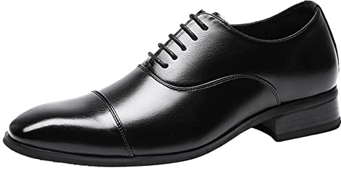 ANUFER Hombres Formal Negocio Zapatos de Vestir Elegante Zapatos Oxford con Puntera Cuero de Microfibra Zapatos de Boda Negro SN070406 EU45