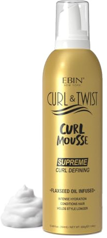 EBIN NEW YORK Curl & Twist Supreme Curl Defining Mousse, 12.49 Fl Oz
