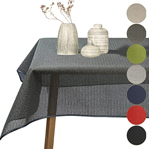 Cleanlevel EST 2016 Tischdecke Outdoor Wetterfest Abwischbar - Gartentischdecke rutschfest aus PVC Weichschaum, Tischschutz für Garten Balkon Terrasse (Dunkelgrau, Oval 140x180cm (BxL))