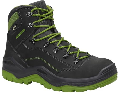 LOWA Sicherheitsschuhe Renegade Work GTX Green Mid S3S CI, Damen und Herren, Leder/Textil, Stahlkappe, leicht, sportlich 46, Schwarz-Grün