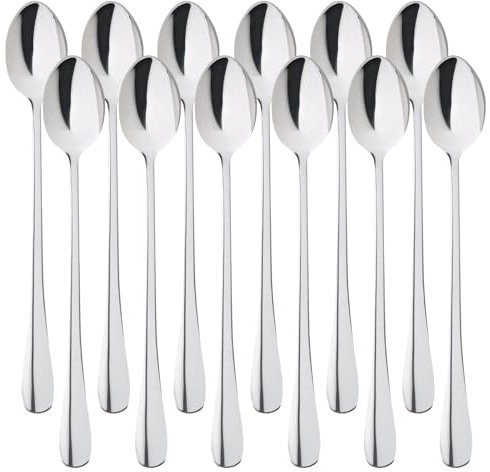 12 Pcs Latte Macchiato Spoons Set Ice Cream Spoons Long Handle Dessert Spoon Cocktail Spoon Rice Spoon