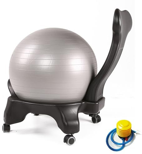 Chaise Ballon Fauteuil Boule de Grossesse avec Pompe à Air, Siège de Balle de Yoga Ergonomique pour Adultes et Enfants, Chaise D'équilibre avec Support Dorsal et Cadre, Balles D'entraînement (Color :