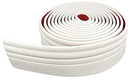 Flexible Baseboard Molding Trim Peel and Stick Rubber Wall Base Moulding Trim, 4 Inch x 16.4 Feet Self-Adhesive Vinyl Wall Base Cove Base (Creamy White) Home Garden Tool