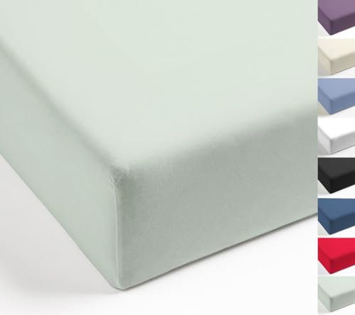 MISTRAL HOME Spannbettlaken Perkal Uni Bettlaken Laken Ägyptische Baumwolle 90x190-100x200 / 140-160x200 / 180-200x200 cm, Farbe:Mint, Größe:180x200cm