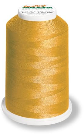 Aero-Flock 9120 und 9121 Miniking 1000m - Uni Multicolor Overlockgarn Bauschgarn für dehnbare Nähte, Nähgarn (Gold)
