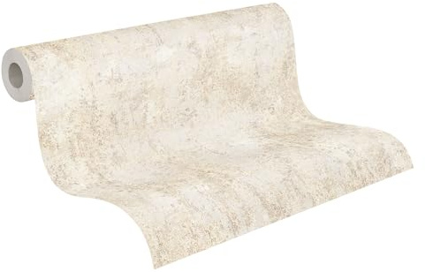 Livingwalls Hot Spots fibertapet struktur 10,05 m x 0,53 m – beige, kräm, grå, metallisk – tapetyta – 786291