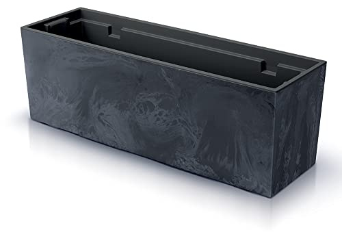 Tymar - Fioriera rettangolare alta per esterni, protezione da sguardi indiscreti, allungata, colore calcestruzzo antracite, 58 x 18 x 20 cm