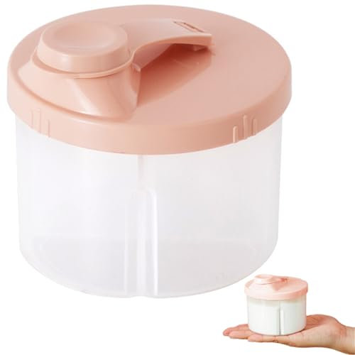 Zephyra Milchpulver Portionierer Baby,Milchpulver Aufbewahrungsbox,Tragbarer Milchpulver-Kasten,Milchpulverspender mit 4Fächern,Milchpulver Spender Drehbarer Deckel für Einkaufen,Reisen,Rausgehen,Pink
