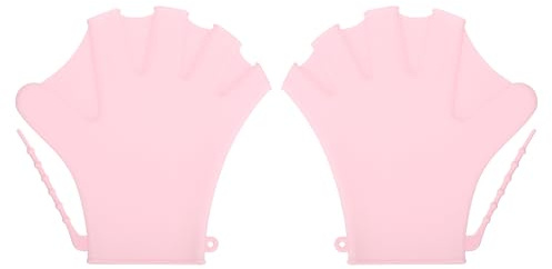 PATIKIL 8 Inch Swim Gloves, 1 Pair Silicone Swimming Gloves for Men Women Adults Water Resistance Training Diving Snorkeling, Pink