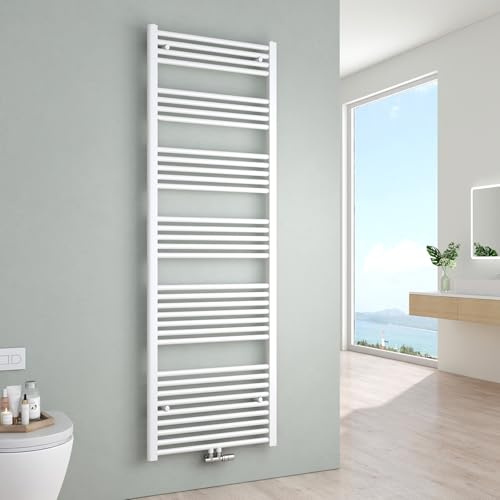 S'AFIELINA Badheizkörper Weiß 180x60 cm, Handtuchheizkörper Seitenanschluss, Mittelanschluss, Badheizkörper Handtuchwärmer für Badezimmer, Wärmeleistung 860 W, wassergeführt, nicht elektrisch