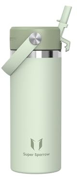 Sparrow Borraccia Termica Bambini - 500ml - SwivelSip Bottiglia Acciaio Inox - Senza BPA Borracce Termiche, Borraccia con Cannuccia Ergonomica per Scuola, Sportiva, Campeggio, Palestra