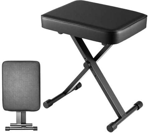 1PC Piano Bench Adjustable Height X Style Padded Stool | Adjustable Piano Bench – X-style folding stool with high-density cushion non-slip design,for piano, keyboard music practice.