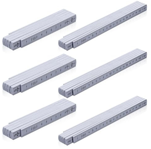 6 Stück Gliedermaßstab, 2 Größen Zollstock aus Kunststoff Meterstab Metrisc 10 Glieder Weiß Zollstöcke für Heimwerker Tischler Werkstatt (2m, 1m)