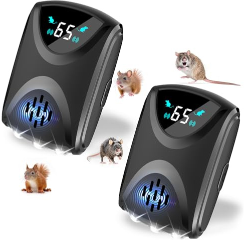 Mäuseabwehr, Ultraschall für Ratten, Ultraschall Maus mit LED-Licht, Abwehrmittel für Mäuse, Nager, Schädlinge, Ratten, Spinnen, Motten, Ameisen-2 Packs