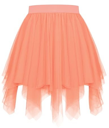 Vlazom Faldas de Tul para Mujer, Vestido con Volantes en Capas, Falda tutú asimétrica S-3XL