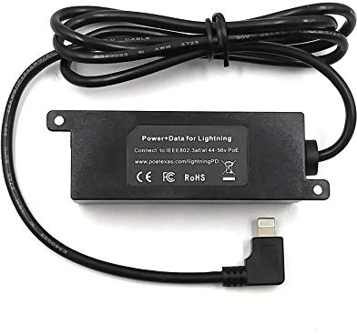 PoE Texas Ethernet to Lightning Adapter - 12 Watt Power and Data for iPad Tablets, iPhone - 802.3af PoE Splitter for POS, Kiosks, Digital Signage - Extends Power and Data Up to 328 Feet