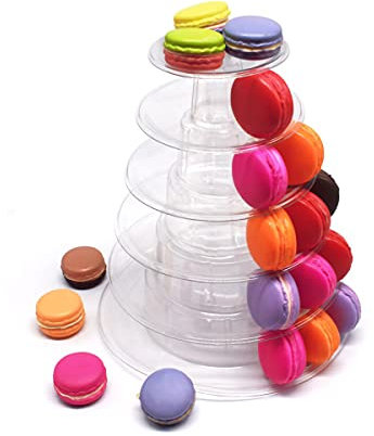 Tigerkinwit Rotondi Torre di Macaron 6 Livelli Plastica Espositori per Torte Trasparente Alzata per Torte per Tè Del Pomeriggio Festa di Natale Matrimonio Festa di Compleanno