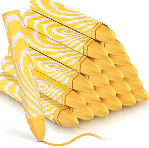 Tudomro 24 Pcs Lumber Crayons Bulk Wax Tire Marker Drawing Crayons for Marking on Lumber Metal Wood Carton Ceramics Glass Plastic, 3.94 x 0.55 Inch (Yellow)