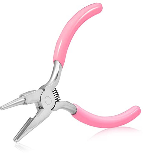 SPEEDWOX 5 Inch Round Nose Concave Pliers with Cutter - Wire Looping & Bending Pliers for Jewelry Making & DIY Projects