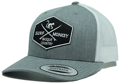 SURF MONKEY Gorra Tipo Trucker 6p - Visera Curvada - Gorra Ajustable Snapback - Perfil bajo (Gris)