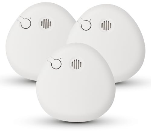 Housegard Pebble Rauchmelder |3 Stück | SA700 | Skandinavisches Design | Feuermelder mit austauschbarer 9V Block-Batterie|DIN EN 14604 Zertifiziert|Testtaste