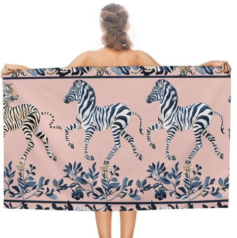 NTVOWPZO Strandtücher für Erwachsene, Pool-Handtücher, Laufen, Zebramuster, Stranddecke, saugfähig, groß, leicht, Reisehandtücher, schnell trocknendes Handtuch für Damen und Herren, Strandzubehör